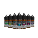 Seven bottles of 30ml SadBoy Salts Collection with a warning sign - VJD Wholesale